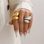 Asymmetric Large Water Drop Ring Band silver
