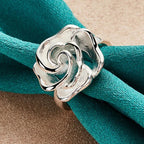 Anillo de Flor Grande Plateado