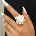 Large White Flower Band Ring