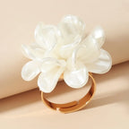 Large White Flower Band Ring