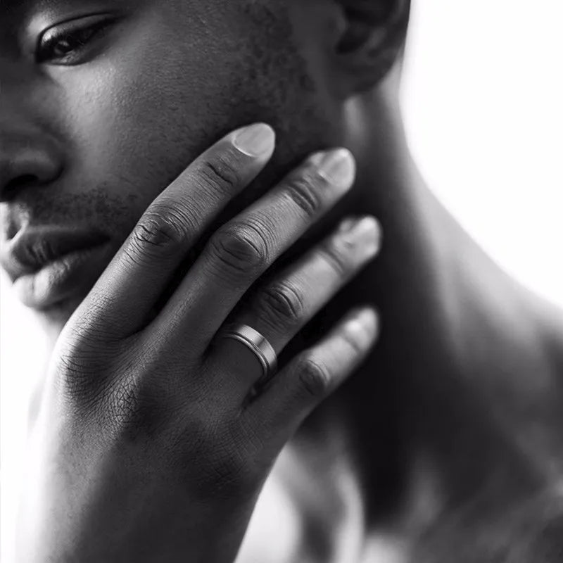 Anillo de Hombre Anti-Estrés Giratorio plata