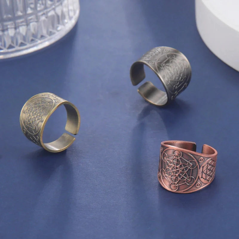 Men's Metatron's Cube Ring Rose Gold