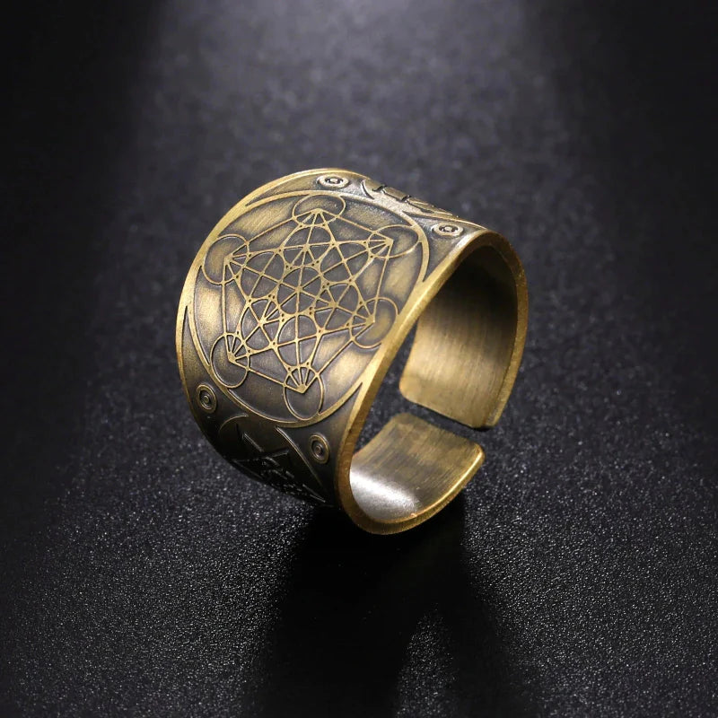 Men's Metatron's Cube Ring Gold