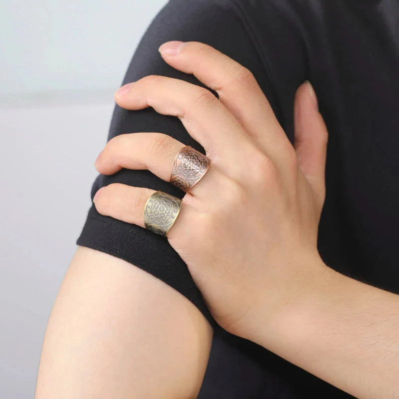Men's Metatron's Cube Ring Gold