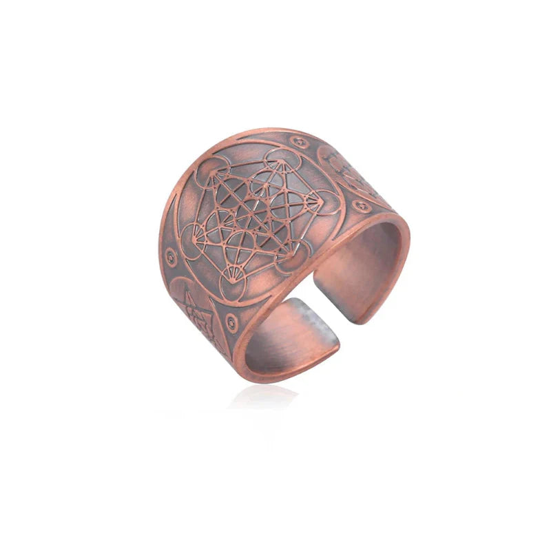 Men's Metatron's Cube Ring Rose Gold