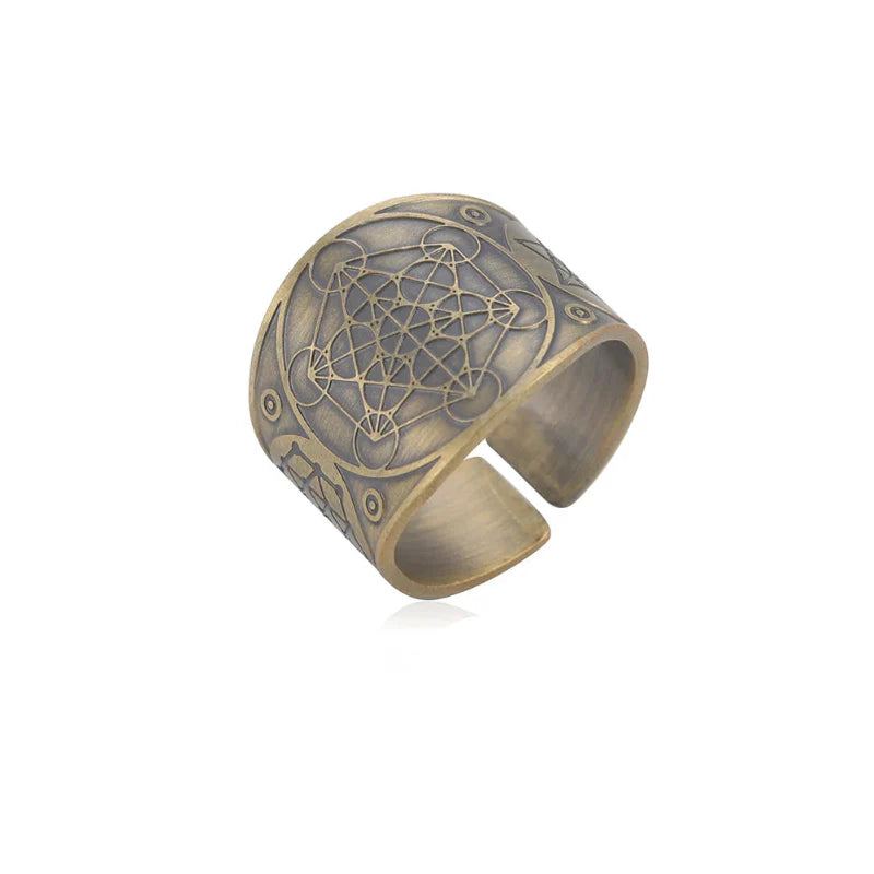 Men's Metatron's Cube Ring Gold