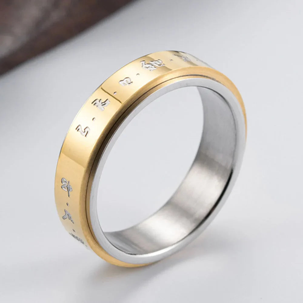 Men's or Women's Patterned Spinning Anti-Stress Ring Gold