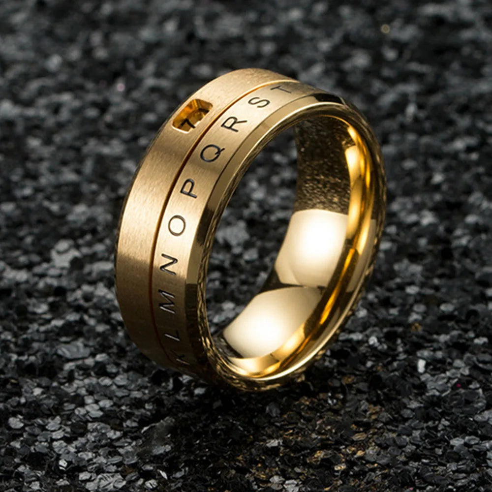 Anti-Stress Rotating Letter Ring Gold