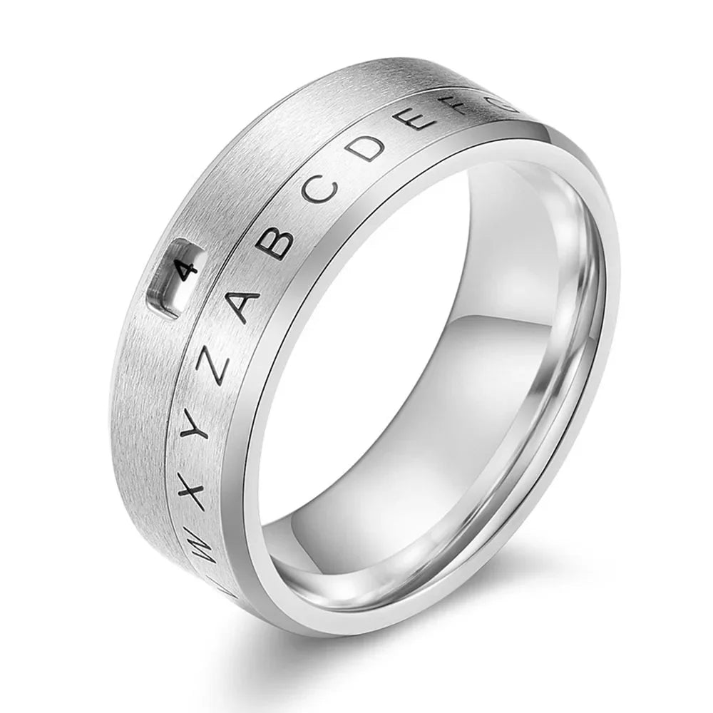 Anti-Stress Rotating Letter Ring Silver