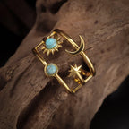 Moon and Star Band Ring