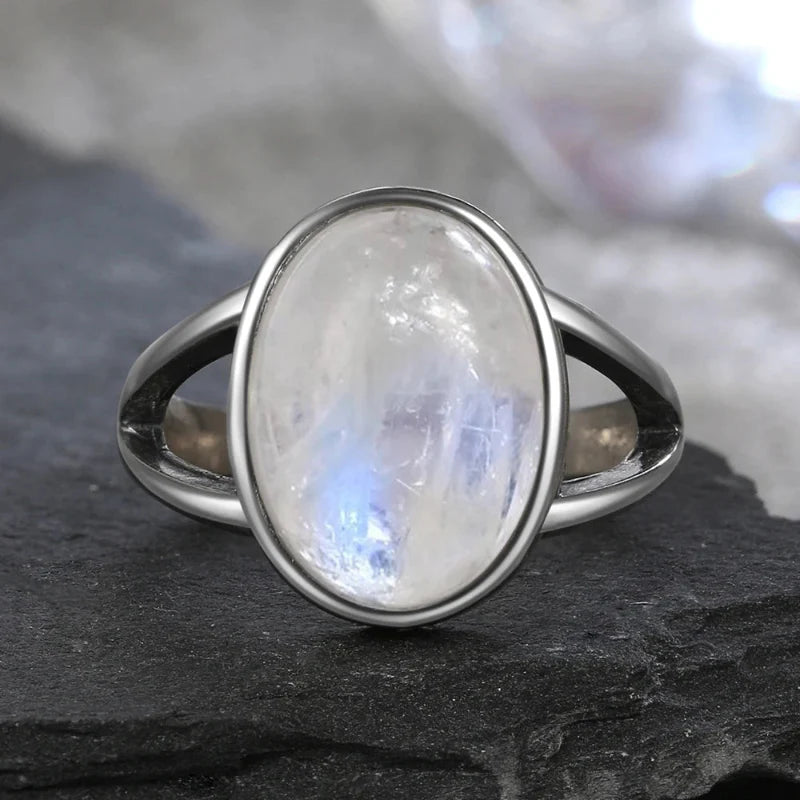 Bague Anneau Ovale Femme Pierre de Lune