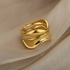 Water Drop Style Ring Band Gold