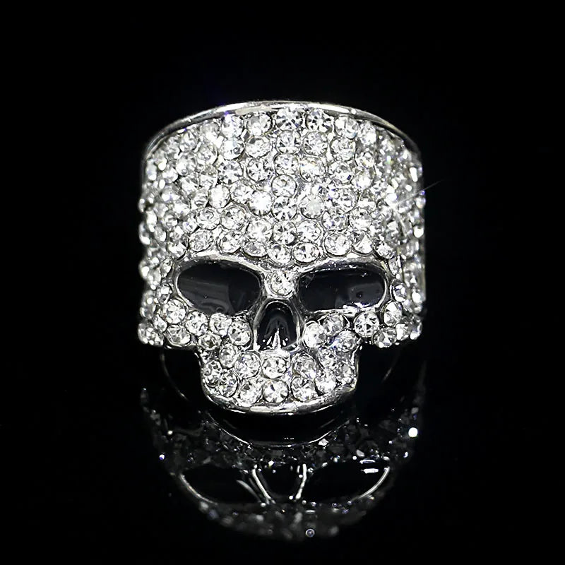 Bague Anneau Tête de Mort en Strass