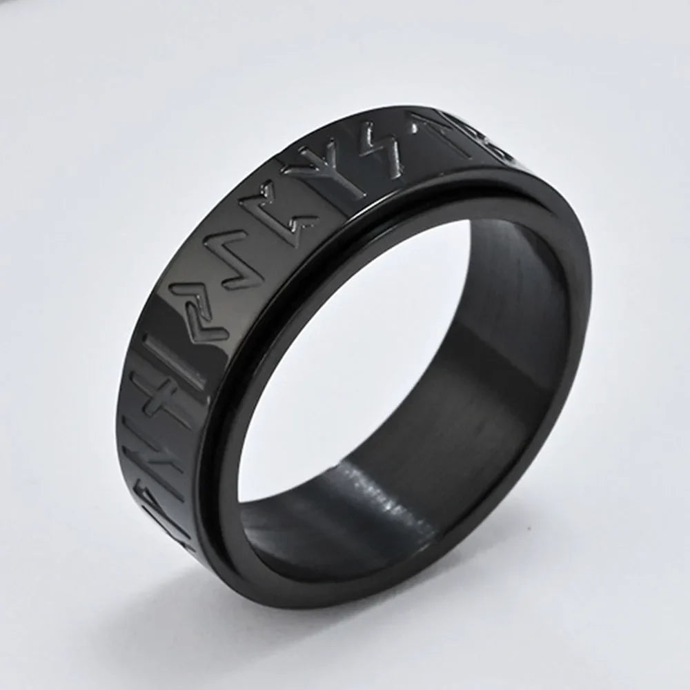 Anillo Vikingo para Hombre Anti-Estrés Giratorio negro