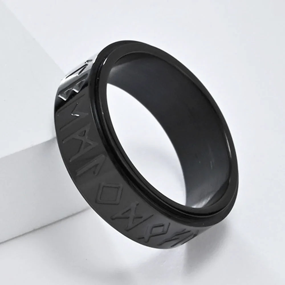 Anillo Vikingo para Hombre Anti-Estrés Giratorio negro