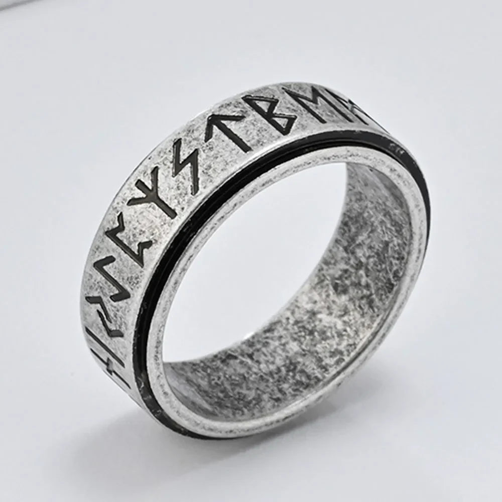 Anillo Vikingo para Hombre Anti-Estrés Giratorio gris