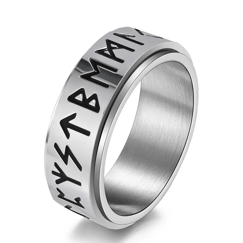 Anillo Vikingo para Hombre Anti-Estrés Giratorio plata