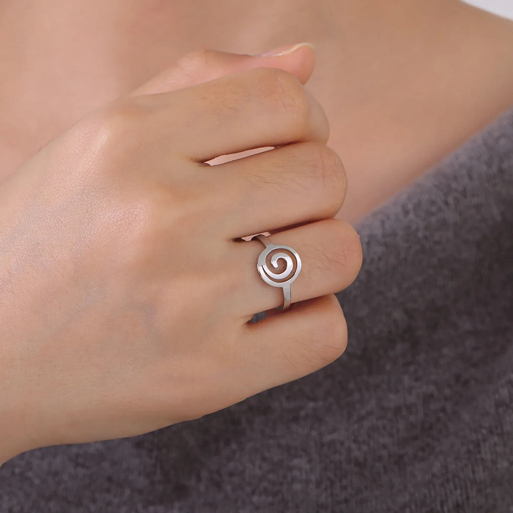 Anillo de diseño en espiral para mujer 