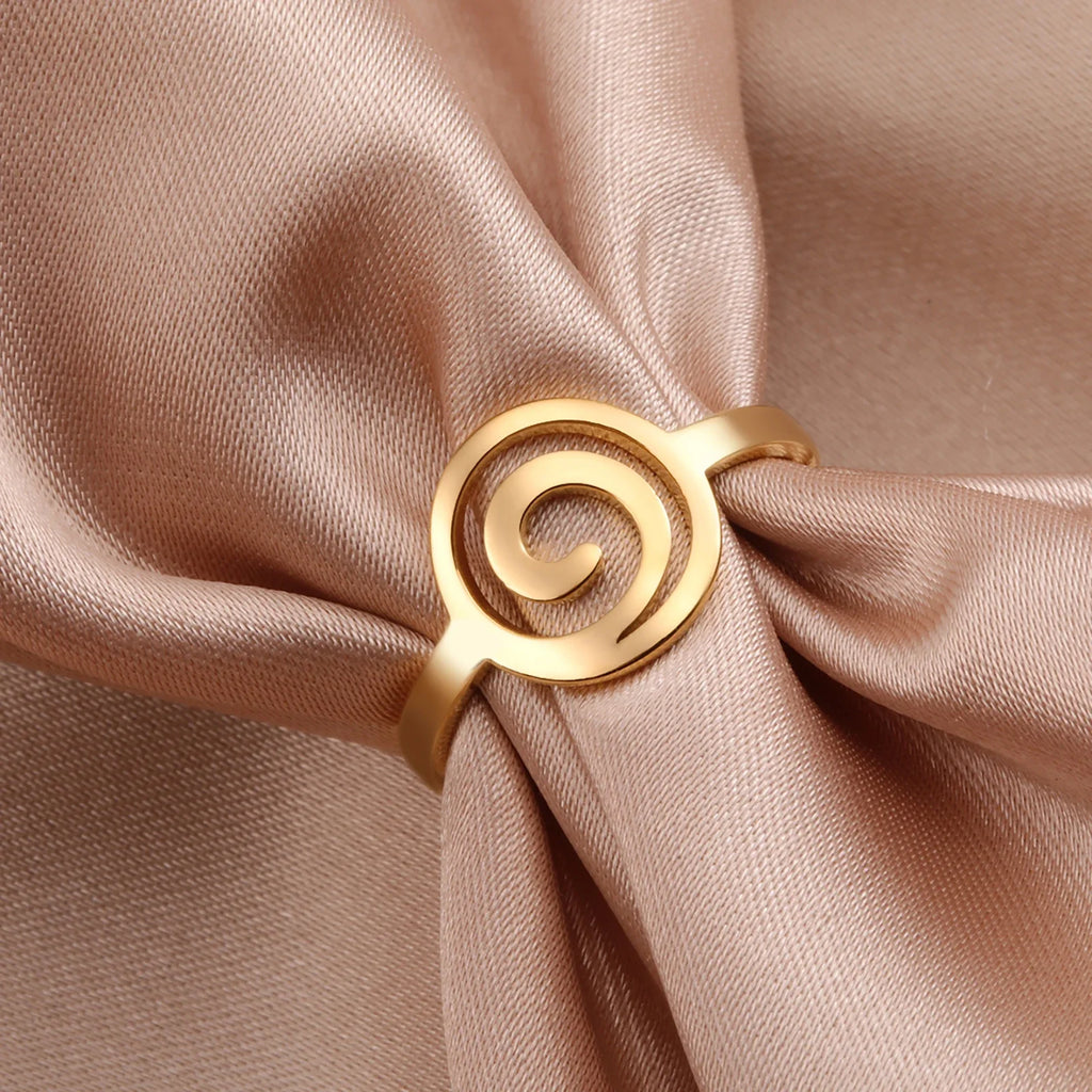 Bague au design spirale pour femme or rond