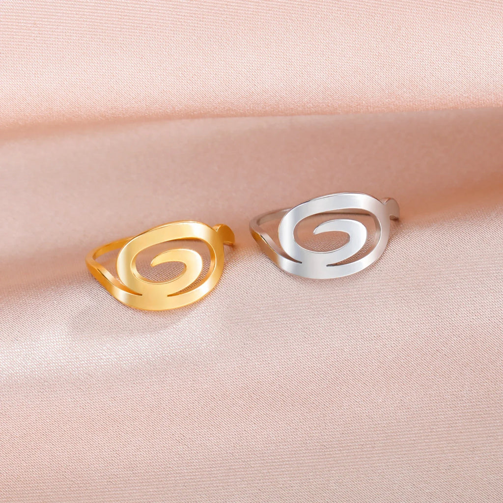 Anillo de diseño en espiral para mujer 