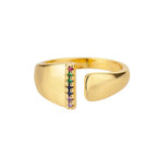 Rainbow initial letter ring for women