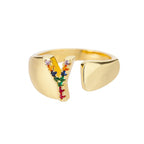 Rainbow initial letter ring for women