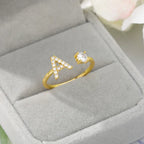 Women's rhinestone initial letter ring