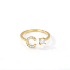 Women's rhinestone initial letter ring