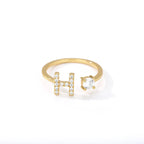 Women's rhinestone initial letter ring