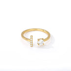 Women's rhinestone initial letter ring