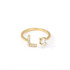 Women's rhinestone initial letter ring