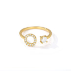 Women's rhinestone initial letter ring