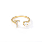 Women's rhinestone initial letter ring