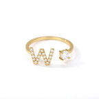 Bague avec initiale en strass pour femme - lettre