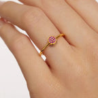 Ring with small round birthstones for women