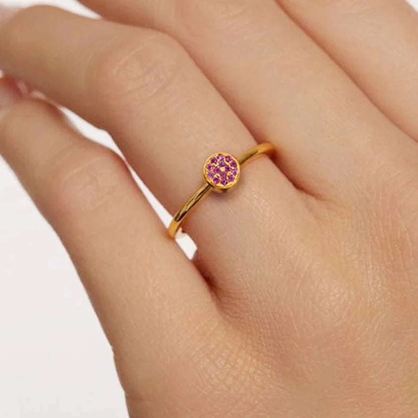 Ring with small round birthstones for women