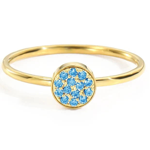 Ring with small round birthstones for women