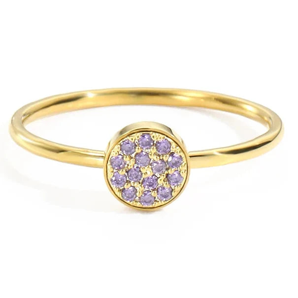Ring with small round birthstones for women