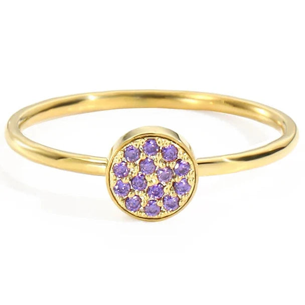 Ring with small round birthstones for women