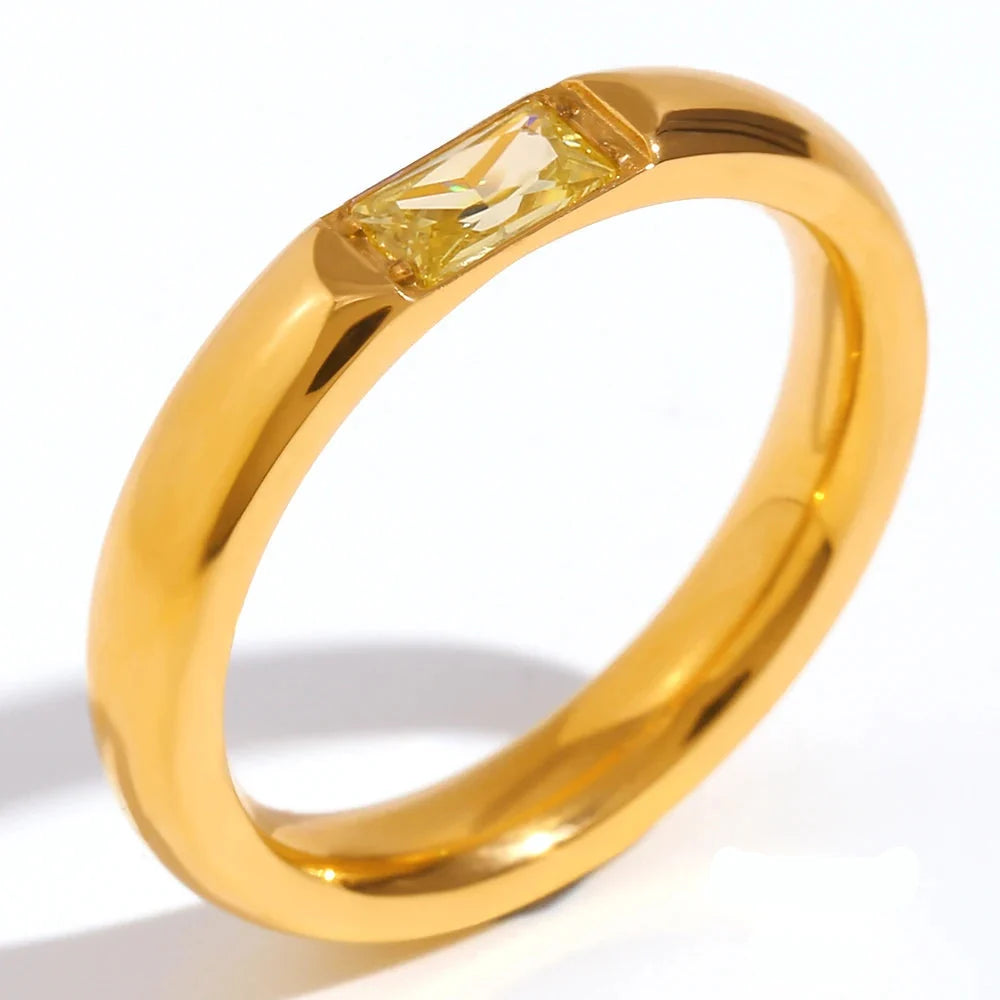 Anillo con piedra de nacimiento engastada para mujer 