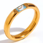 Anillo con piedra de nacimiento engastada para mujer 