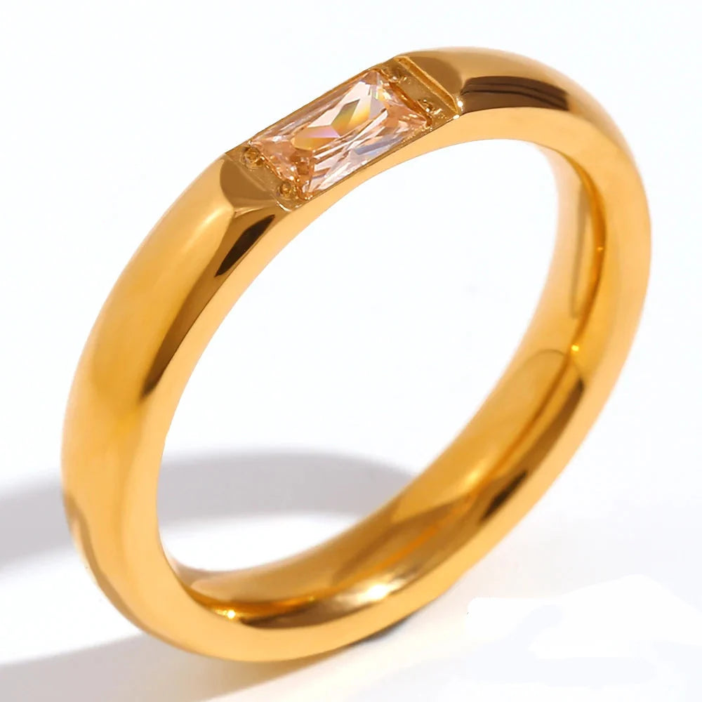 Anillo con piedra de nacimiento engastada para mujer 