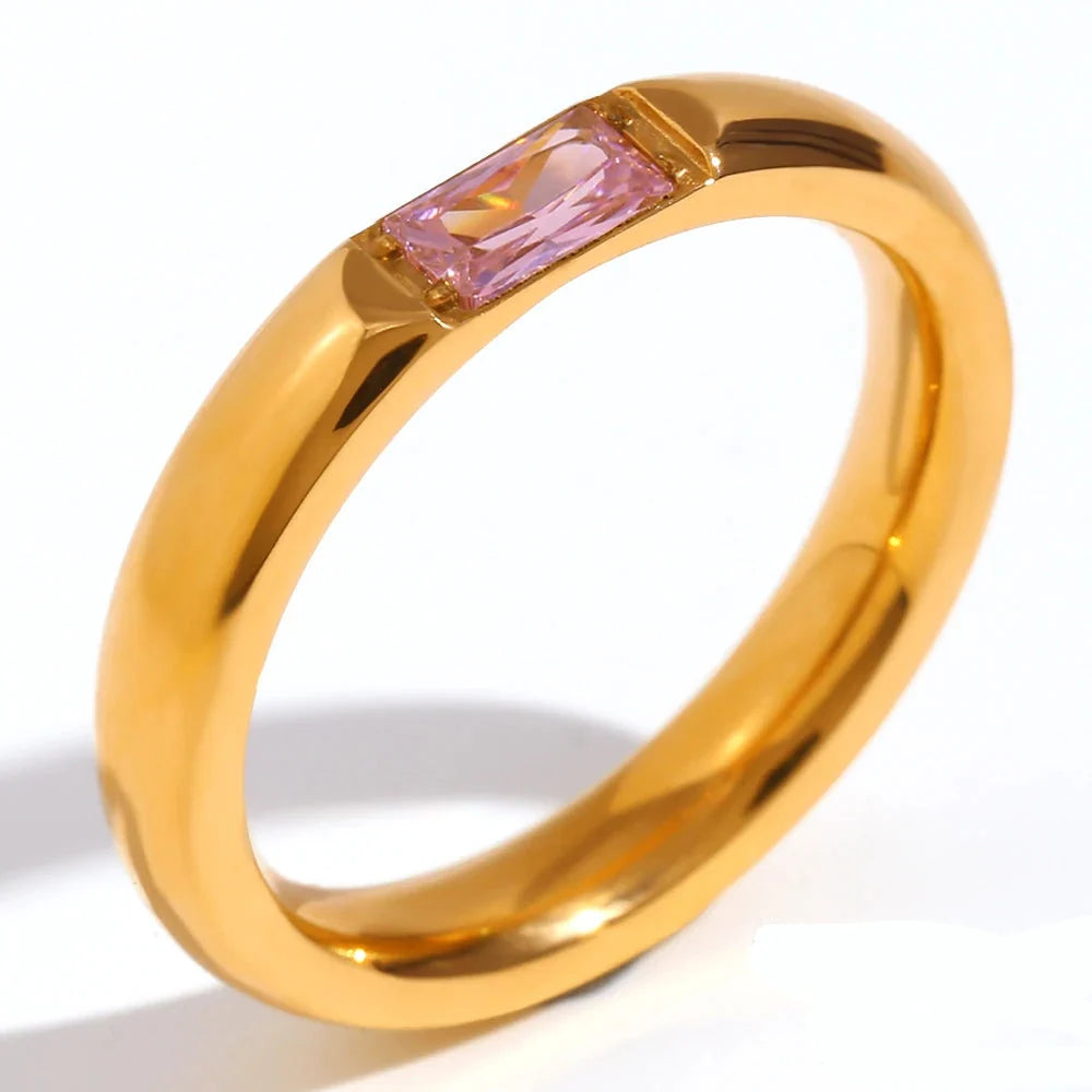 Anillo con piedra de nacimiento engastada para mujer 