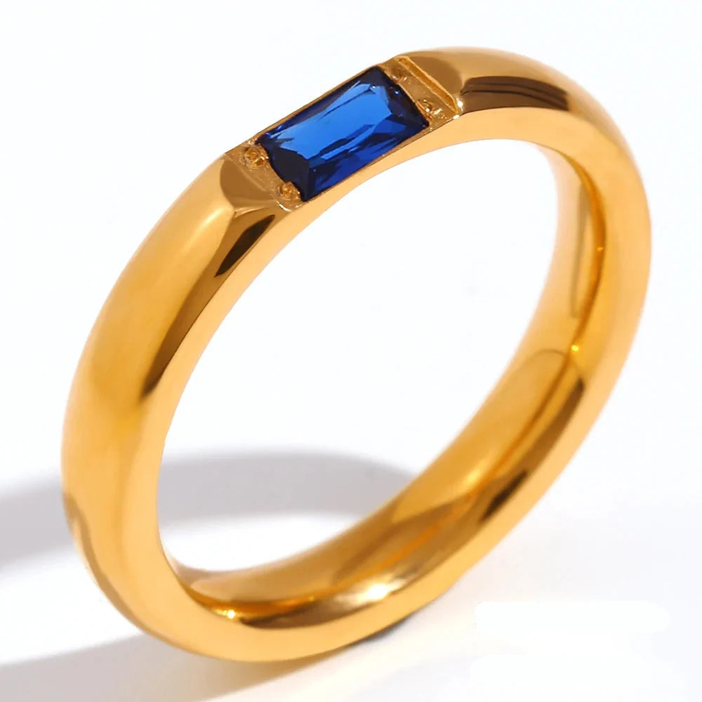 Anillo con piedra de nacimiento engastada para mujer 