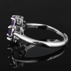 Bague avec Trèfle à 4 Feuilles en Pierre d'Améthyste