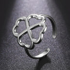 Bague avec Trèfle à 4 Feuilles pour Femme argent