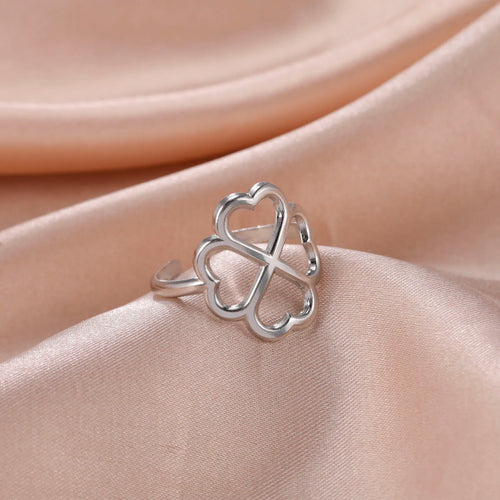 Bague avec Trèfle à 4 Feuilles pour Femme argent