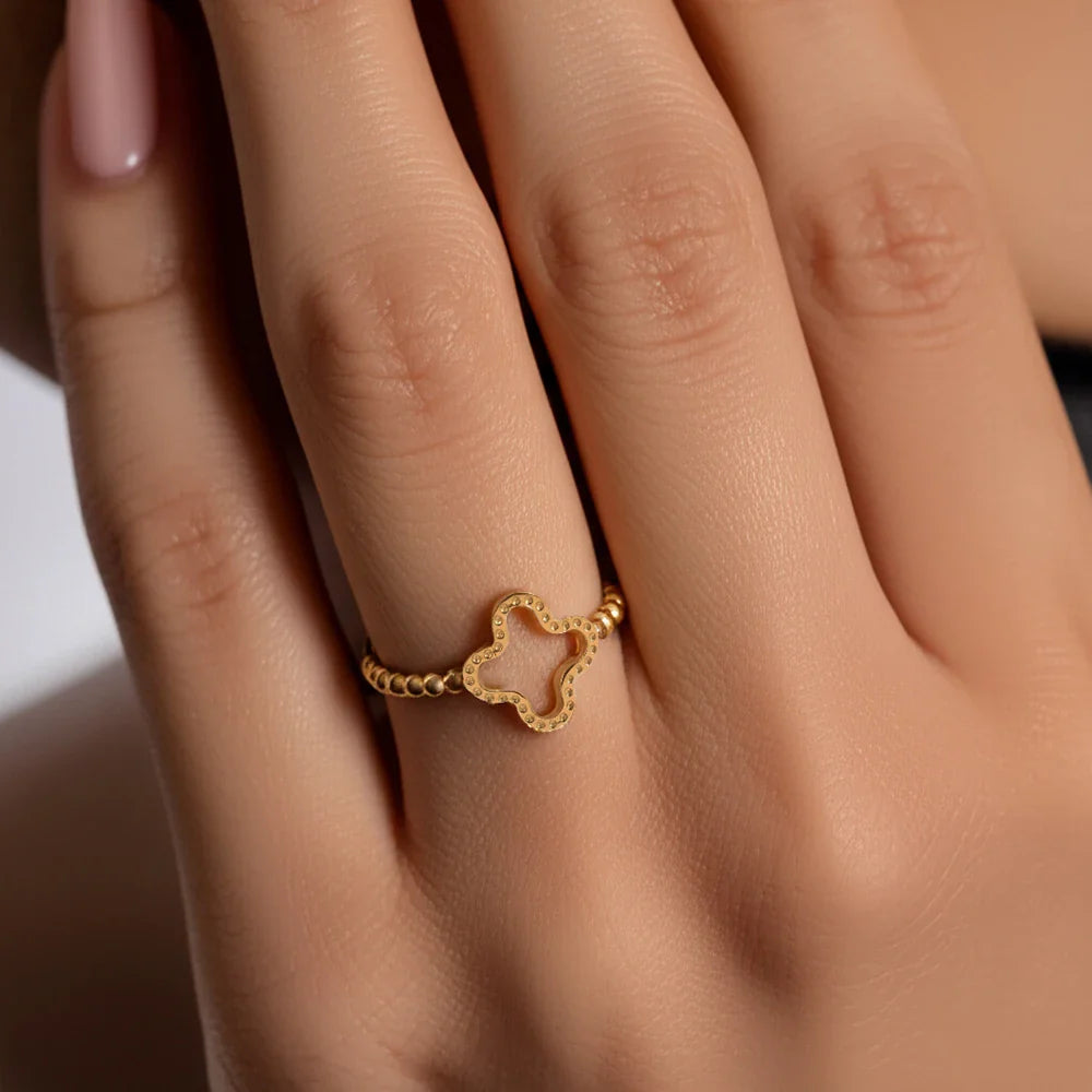 Bague avec Trèfle à 4 Feuilles pour Femme or