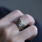 Tibetan Buddhist Ring Men Women Signet Ring Gold and Silver Band