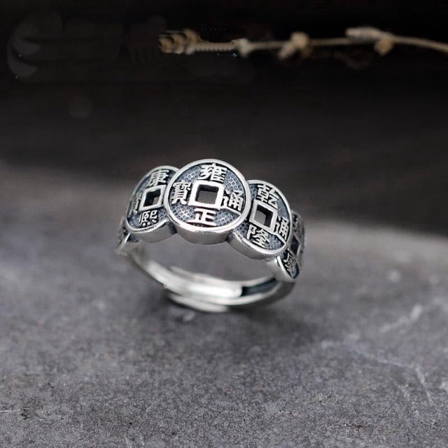 Tibetan Buddhist Ring Men Women Signet Ring Silver Band